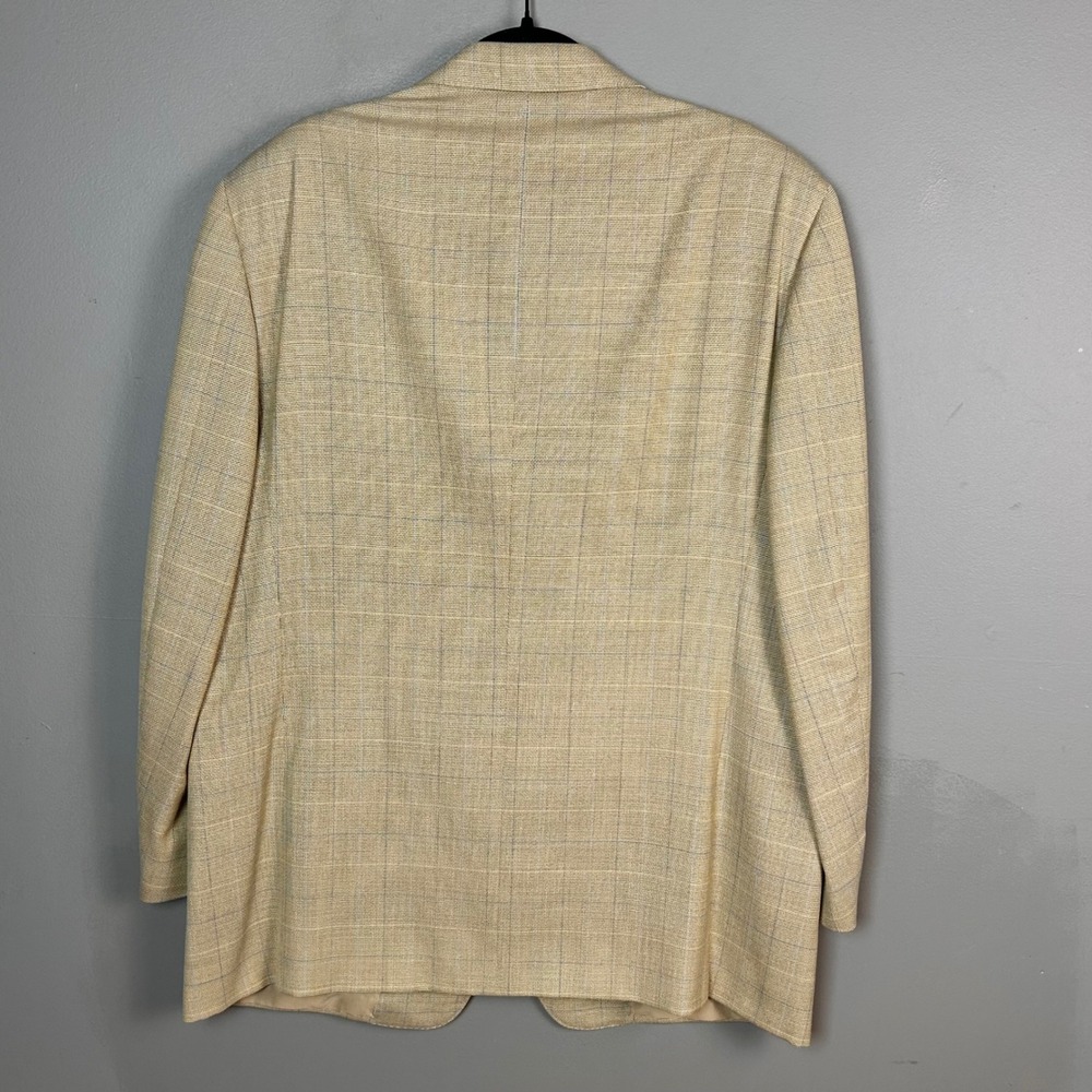 Canali Sport Coat Mens US 48R IT 58R Tan Windowpane Lightweight Wool Italy - Picture 8 of 15